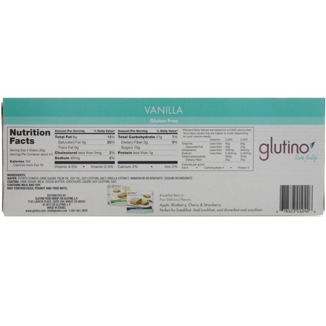 Glutino, Gluten Free Wafers, Vanilla, 4.6 oz (130 g)