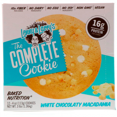 Lenny & Larry's, The Complete Cookie, белый шоколад и макадамия, 12 печений, 113 г (4 унции) каждое