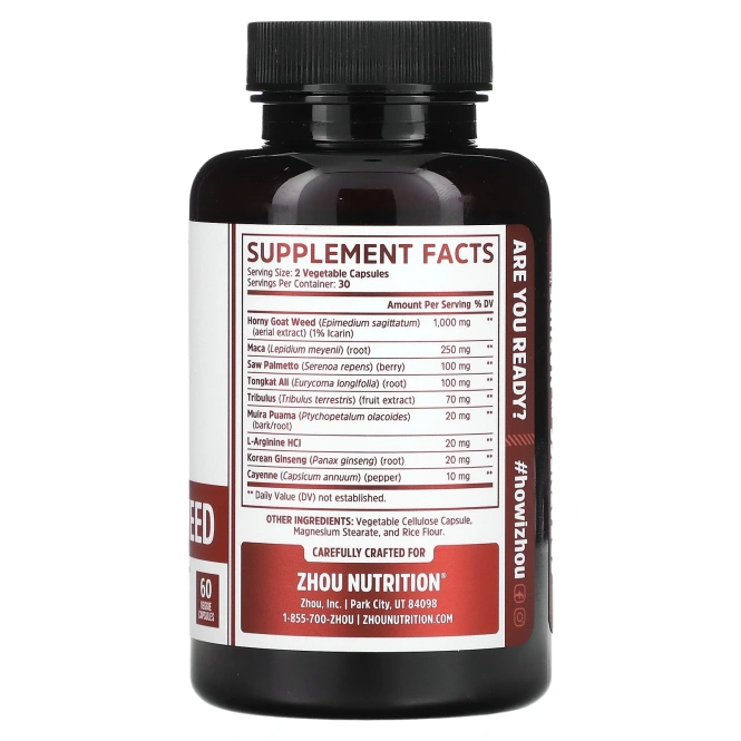 Zhou Nutrition, Горянка, комплекс для сексуальной энергии, 60 вегетарианских капсул