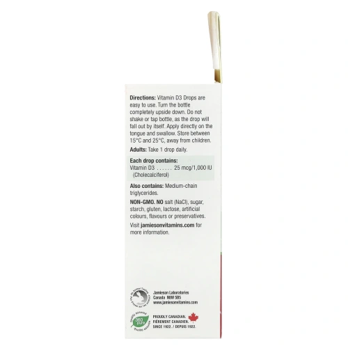 Jamieson Vitamins, Витамин D3 в каплях, 1000 МЕ, 11,4 мл