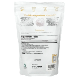 Micro Ingredients, витамин C в порошке, без добавок, 1 кг (2,2 фунта)