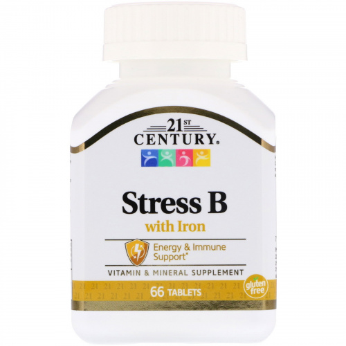 21st Century, Стресс B, с железом, 66 таблеток