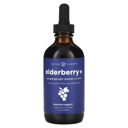NutraChamps, Elderberry +, обогащенная витамином C и цинком, натуральные ягоды, 120 мл (4 жидк. унц.)