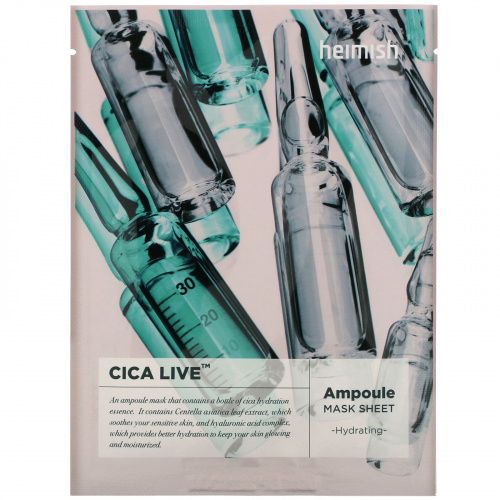 Heimish, Cica Live, Ampoule Mask Sheet, 5 Sheets, 30 ml Each