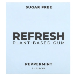 Refresh Gum, растительная жевательная резинка, со вкусом перечной мяты, 12 шт.