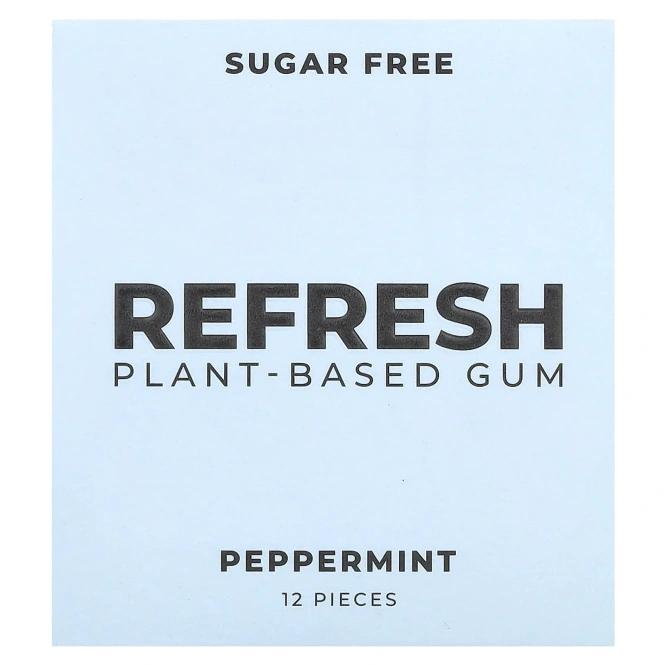 Refresh Gum, растительная жевательная резинка, со вкусом перечной мяты, 12 шт.
