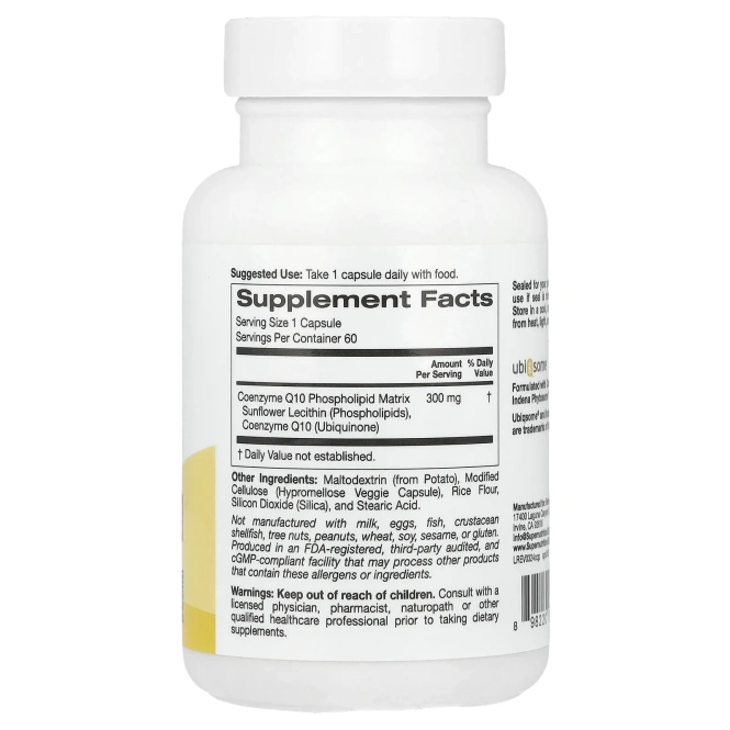 Super Nutrition, Фитосома коэнзима Q10, 300 мг, 60 растительных капсул