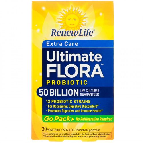 Renew Life, Дополнительная забота, пробиотик Ultimate Flora, 50 млрд живых культур, 30 растительных капсул