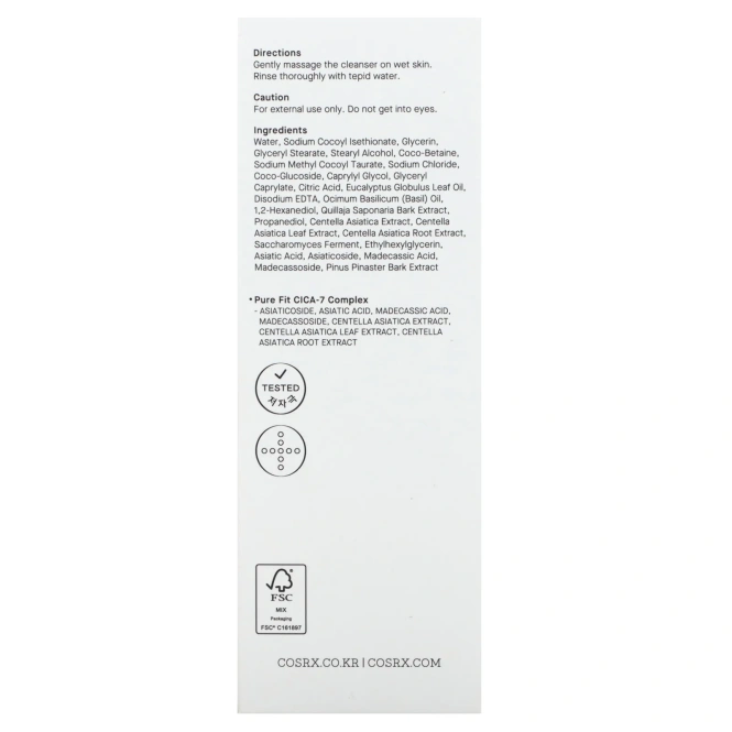 CosRx, Pure Fit, Cica, очищающее средство, 150 мл (5,07 жидк. унции)