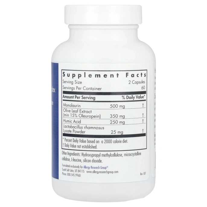 Allergy Research Group, Гуминовый монолаурин, 120 вегетарианских капсул