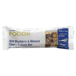California Gold Nutrition, Foods, жевательные батончики-мюсли с дикой голубикой и миндалем, 12 шт. по 40 г (1,4 унции)