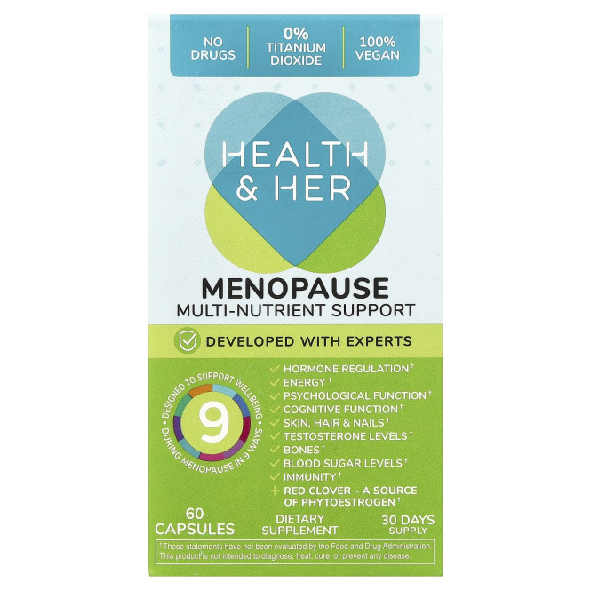 Health and Her, Menopause, поддержка нескольких питательных веществ, 60 капсул
