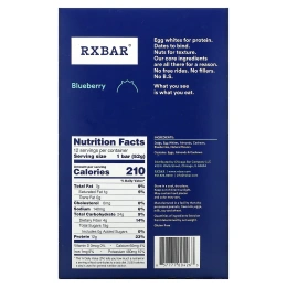 RXBAR, Протеиновые батончики, черника, 12 батончиков, 52 г (1,83 унции) каждый