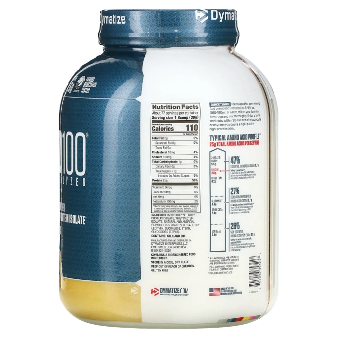 Dymatize Nutrition, ISO100 гидролизат, 100%-ный изолят сывороточного протеина, изысканная ваниль, 5 фунтов (2,3 кг)