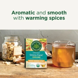 Traditional Medicinals, Organic Stress Ease® Immune, согревающая приправа с грибами рейши, без кофеина, 16 чайных пакетиков в упаковке, 28 г (0,99 унции)