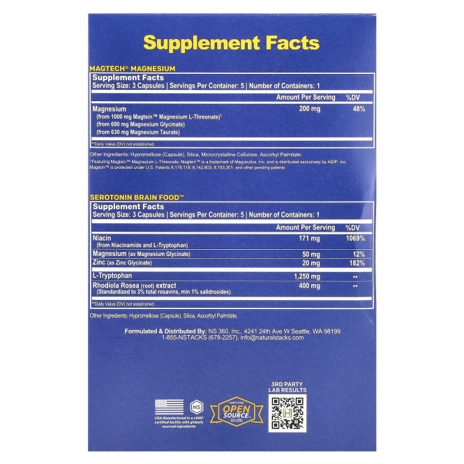 Natural Stacks, Mood Stack, 2 бутылки, 15 вегетарианских капсул в каждой