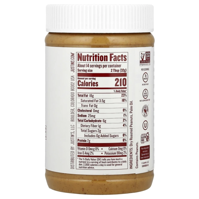 Justin's Nut Butter, Классическое арахисовое масло, 16 унций (454 г)
