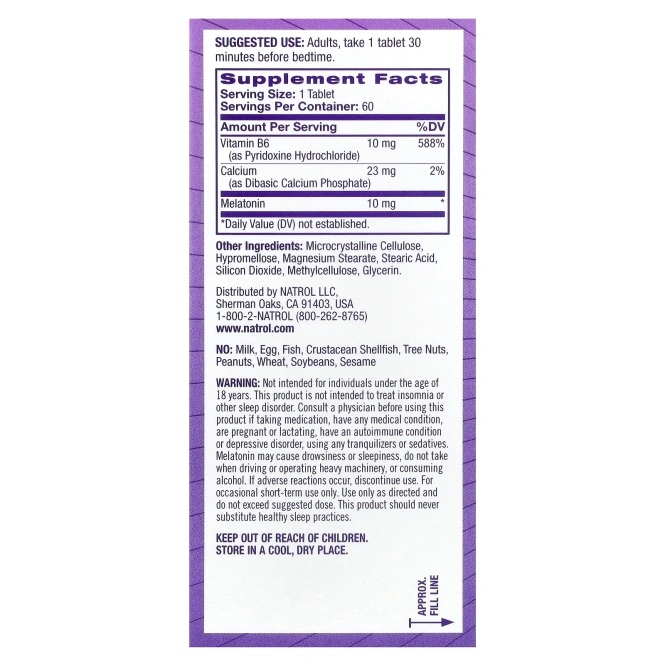 Natrol Melatonin 10 mg с медленным высвобождением, 60 таблеток