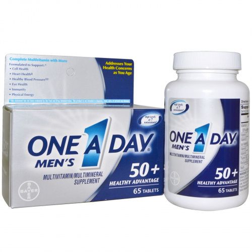 One-A-Day, Men's, 50+ Healthy Advantage,мультивитамин /мультиминерал, 65 таблеток