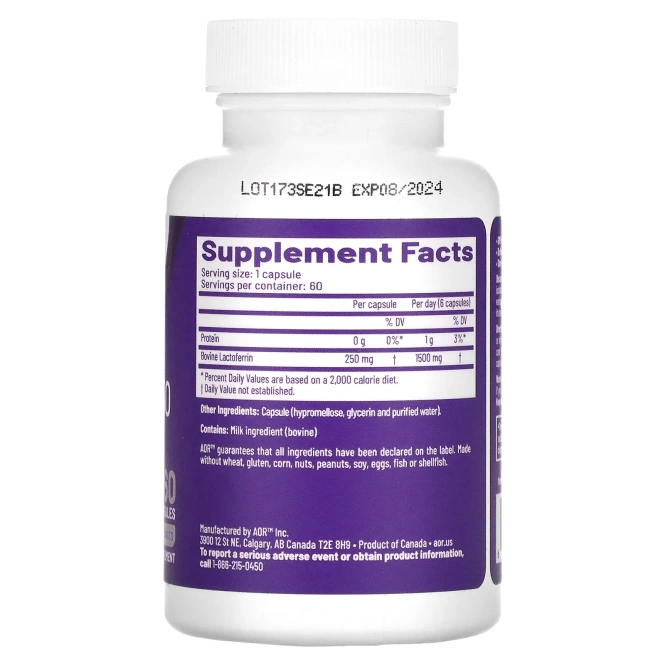 Advanced Orthomolecular Research AOR, Лактоферрин - 250, 60 растительных капсул