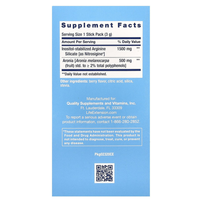 Life Extension, NitroVasc Boost, ягодный вкус, 30 пакетиков