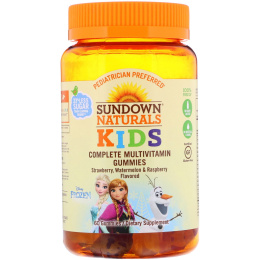Sundown Naturals Kids, Мультивитаминные жевательные таблетки, "Холодное сердце", клубника, арбуз и малина, 60 таблеток