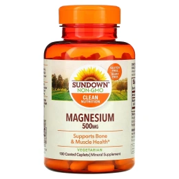 Sundown Naturals, Магний, 500 мг, 180 капсуловидных таблеток