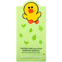 Mediheal, Line Friends, TeaTree Care Solution, успокаивающая тканевая маска, 1 шт. 24 мл