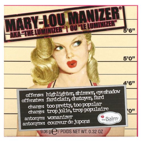 theBalm Cosmetics, Mary-Lou Manizer, хайлайтер и тени, 9,06 г