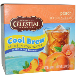 Celestial Seasonings,  Черный холодный чай, персик, 40 пакетиков, 3,6 унции (102 г)