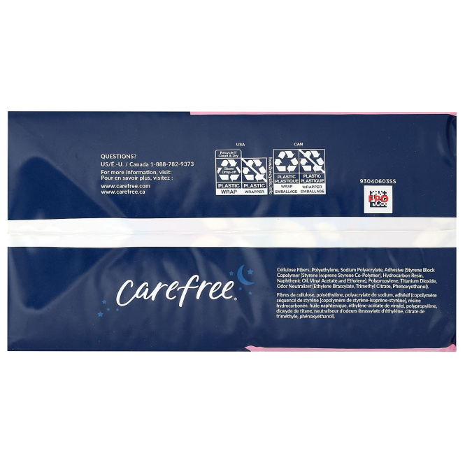 Carefree, Ultra Thin, ночные прокладки с крылышками, 28 штук