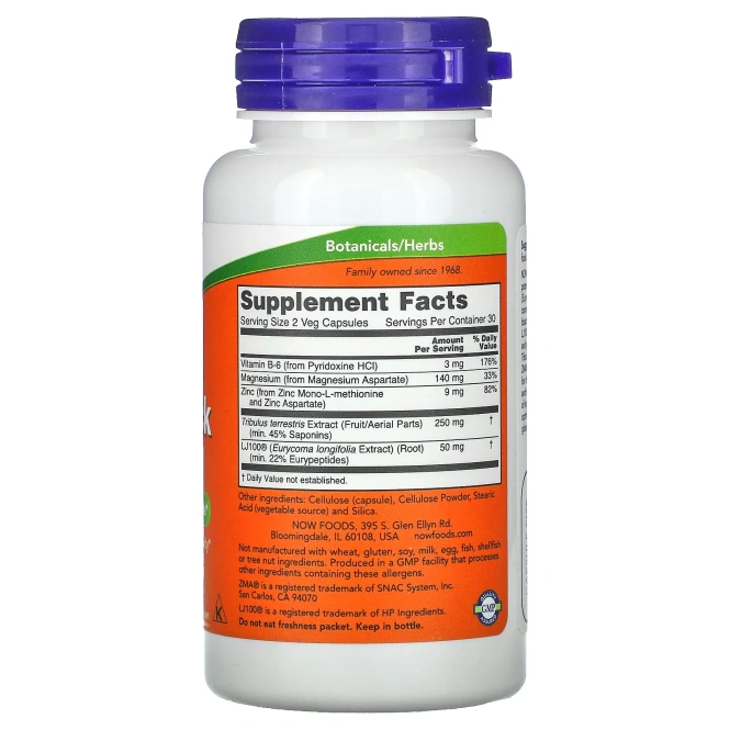 Now Foods, TestoJack 100, 60 растительных капсул