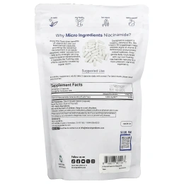 Micro Ingredients, никотинамид (витамин B3), 400 капсул (500 мг в 1 капсуле)