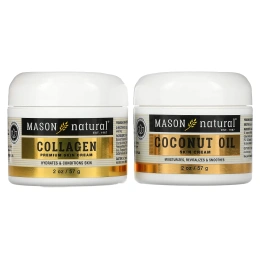 Mason Natural, Косметический крем с кокосовым маслом + косметический крем с коллагеном, 2 баночки по 2 унции (57 г)
