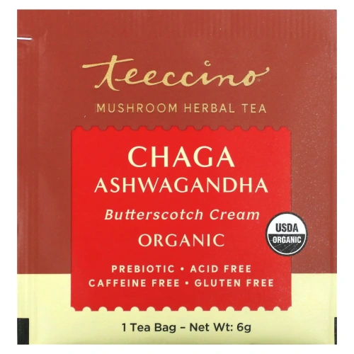 Teeccino, Грибной травяной чай Чага Ашваганда Сливочный крем с ирисками 25 шт
