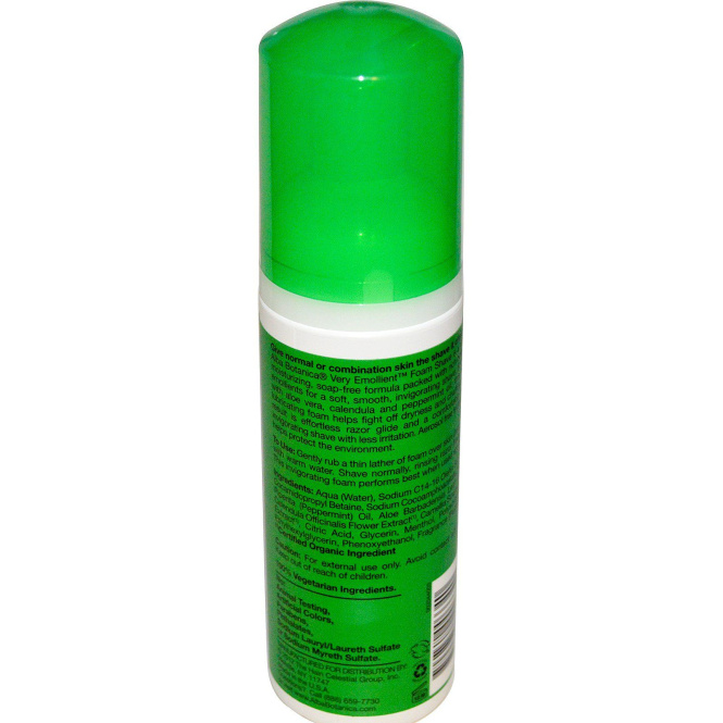 Alba Botanica, Смягчающая натуральная пена для бритья, суперувлажняющая, мятное алое, 145 мл (5 жидких унций)