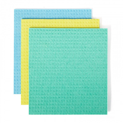 Full Circle, Squeeze Cellulose Cleaning Cloths, Pack of 3, 7" x 8" Each