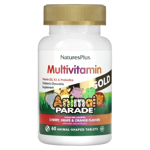 Nature's Plus, Source of Life, Animal Parade Gold, жевательные мультивитамины с микроэлементами для детей, в ассортименте, 60 таблеток в форме животных