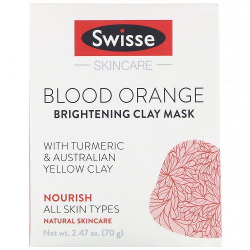 Swisse, Skincare, красный апельсин, осветляющая глиняная маска, 70 г (2,47 унции)