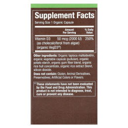Plnt, Органический витамин D3, 50 мкг (2000 МЕ), 60 органических капсул