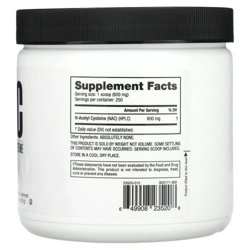 NutraBio, NAC, N-ацетилцистеин, 150 г (5,3 унции)