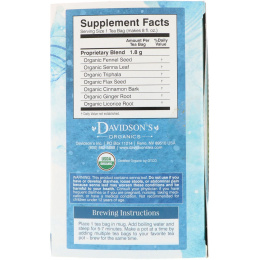 Davidson's Tea, Organic, Laxative, Ayurvedic Infusions, Caffeine-Free, 25 Tea Bags, 1.58 oz (45 g)