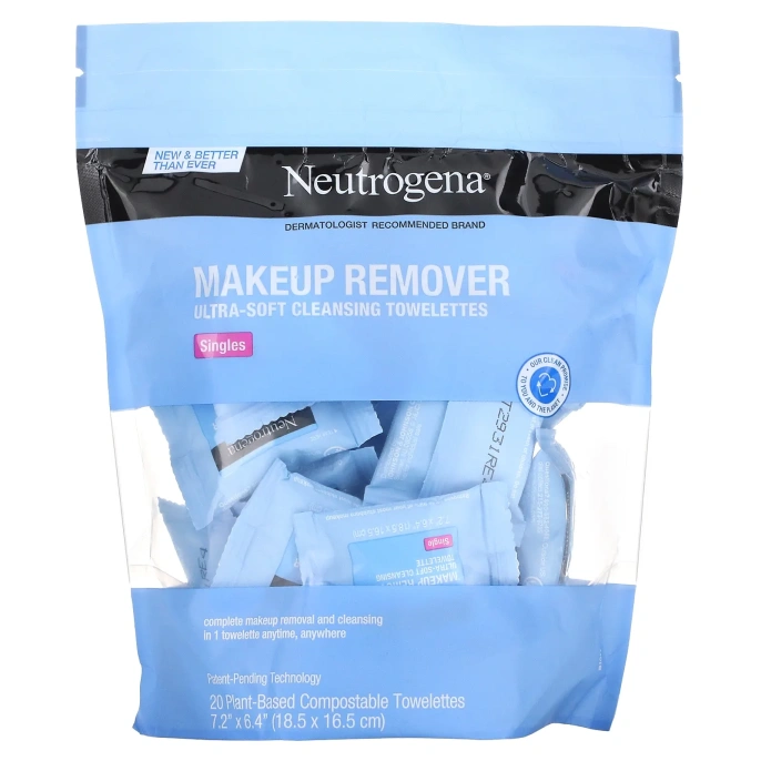 Neutrogena, Makeup Remover Cleansing Towelettes, Singles, 20 Pre-Moistened Towelettes