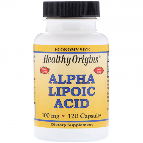 Healthy Origins, Альфа-липоевая кислота, 100 мг, 120 капсул