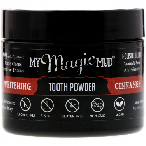 My Magic Mud, Отбеливающий зубной порошок, вкус корицы, 1,06 унц. (30 г)