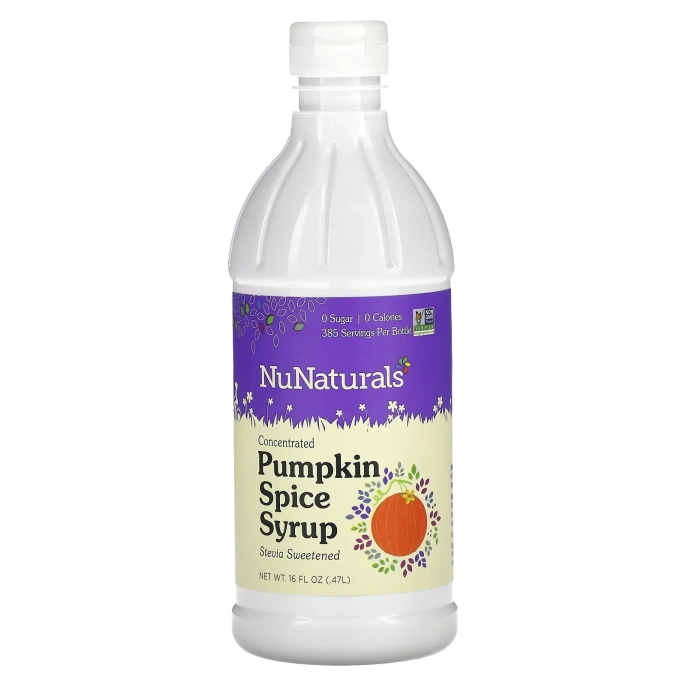 NuNaturals, NuStevia, сироп из тыквы со специями, 470 мл