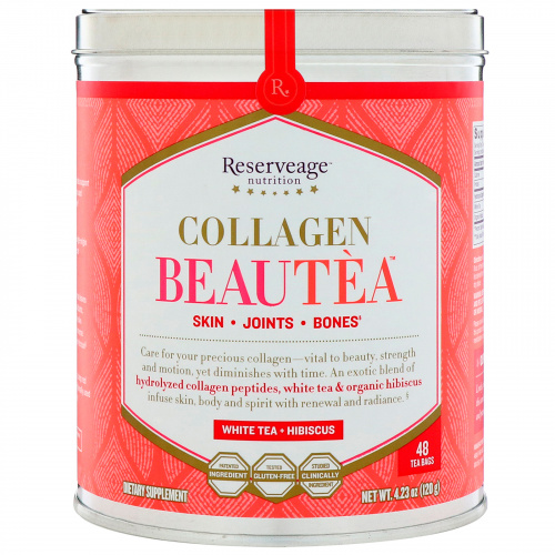 ReserveAge Nutrition, Collagen Beautea, White Tea + Hibiscus Flavor, 48 Tea Bags