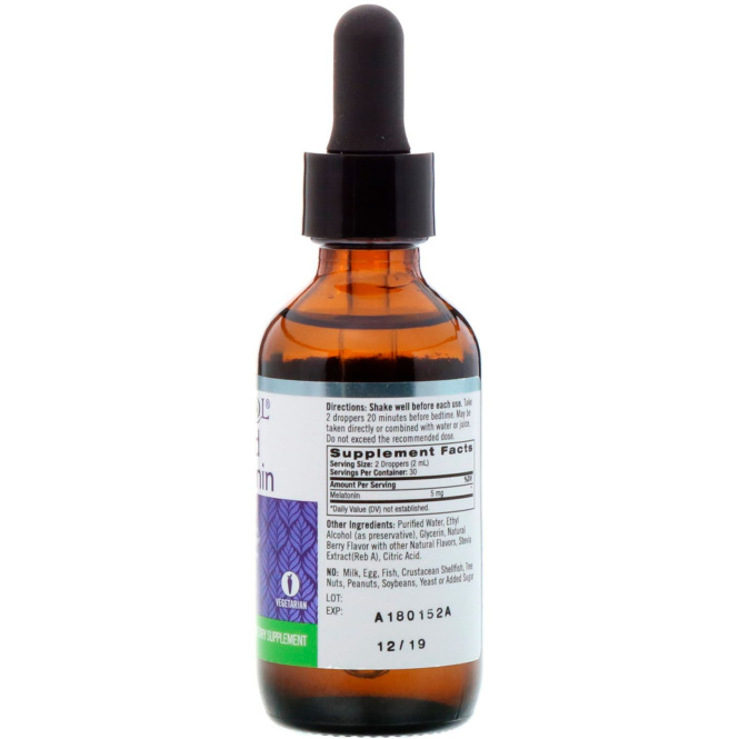 Natrol, Жидкий мелатонин, Сон, Вкус натуральных ягод, 5 мг, 2 ж. унц.(60 мл)