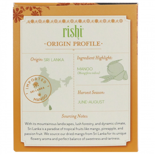 Rishi Tea, Органический травяной чай, куркума, манго, 15 чайных пакетов, 2,01 унц. (57 г)