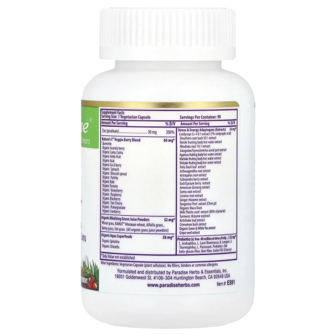 Paradise Herbs, Earth's Blend Пиколинат цинка 90 вег капсул